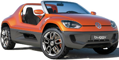 Prsentation du concept car Volkswagen Buggy Up!, petit buggy 2 places bas sur la VW Up!, clin d'oeil aux premiers buggies qui taient construits en Californie  partir de VW Beetle..